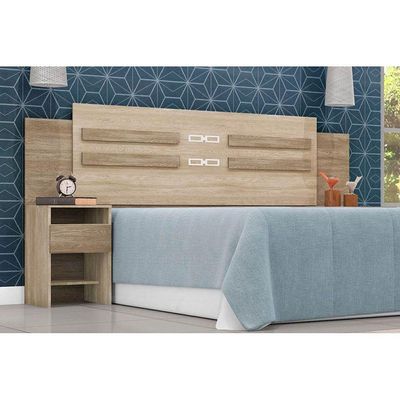 Cabeceira Cama Box Madeirado Casal Triunfo c/ 2 Mesas e 2 Gavetas Cafe Touch - Demóbile