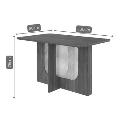Mesa de Sala Jantar Louise c/ Tampo Madeirado 130x80cm Cinamomo - Cimol