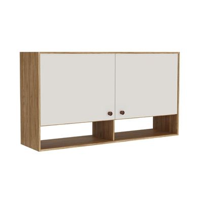 Armário Aéreo p/ Cozinha Torino c/ 2 Portas 120cm Mel/Off White - Movelbento