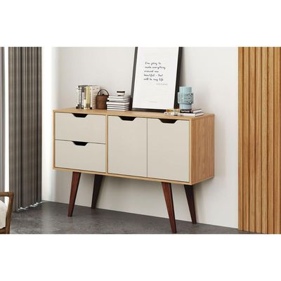 Aparador de Sala Jantar MB 1097 c/ 2 Portas e 2 Gavetas Mel/Off White - Movelbento