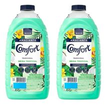 Kit Com 2 Amaciante Comfort De Roupa Brisa Tropical Com Toque De Coco Frasco 1 8l