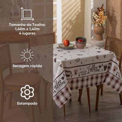 Toalha De Mesa Quadrada 4 Lugares 1,40x1,40m Impermeável Appel Bolo
