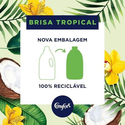 Caixa Com 6 Amaciante Comfort De Roupa Brisa Tropical Com Toque De Coco Frasco 1 8l