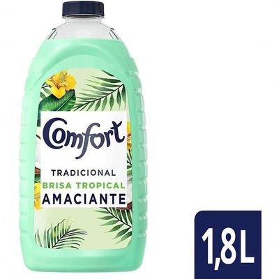 Kit Com 2 Amaciante Comfort De Roupa Brisa Tropical Com Toque De Coco Frasco 1 8l