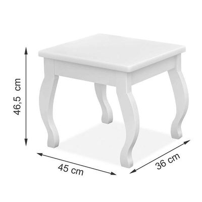 Banqueta Para Penteadeira Camarim Branco - Móveis Luapa Branco