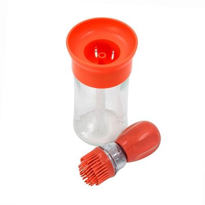Dispenser De Oleo Azeite Com Escova De Silicone Vidro 180ml Salmão
