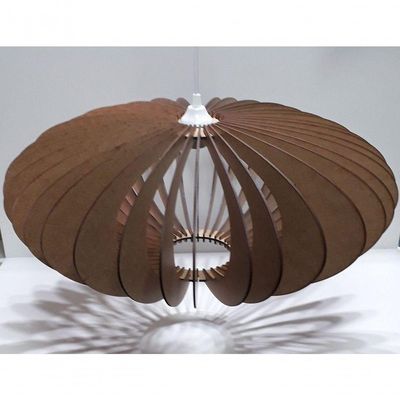 Luminária Teto Tipo Pendente Em Mdf - Completa Cor: Marrom
