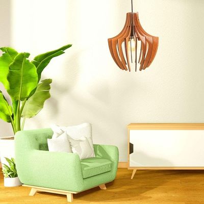 Luminária Teto Tipo Pendente Aranha Mdf - Completa Cor: Mdf Cru
