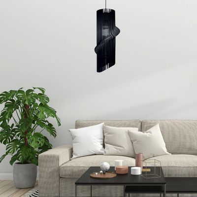 Luminária Teto Tipo Pendente Maia Mdf - Completa Cor: Preta