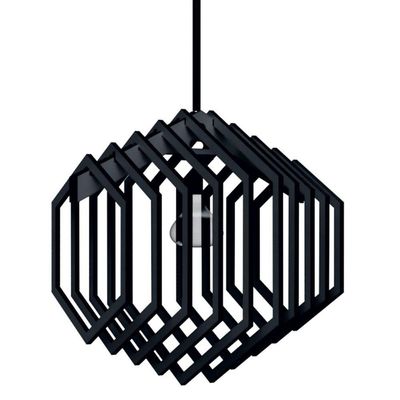 Luminária Teto Tipo Pendente Hexagonal Mdf - Completa Cor: Preta