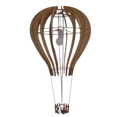 Luminária Teto Tipo Pendente Balão Mdf - Completa Cor: Marrom