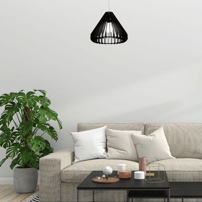 Luminária Teto Tipo Pendente Cone Mdf - Completa Cor: Mdf Cru