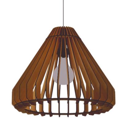 Luminária Teto Tipo Pendente Cone Mdf - Completa Cor: Mdf Cru