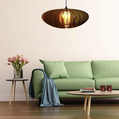 Luminária Teto Tipo Pendente Em Mdf - Completa Cor: Mdf Cru