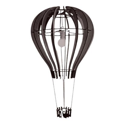 Luminária Teto Tipo Pendente Balão Mdf - Completa Cor: Preta