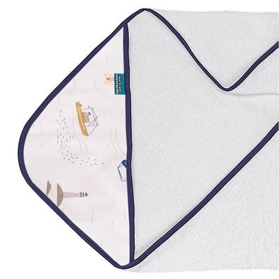 Toalha De Banho Baby Com Capuz Extra Macia 100% Algodão - Pequeno Navegante