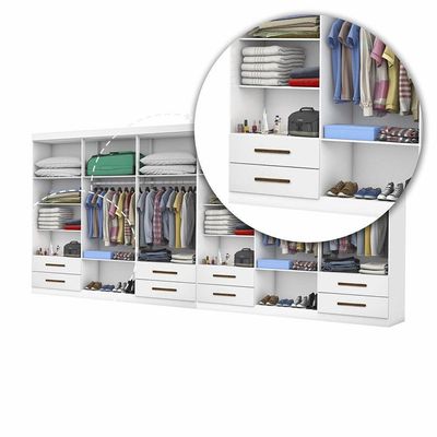 Closet Casal Duplo Lu 12 Portas Com Espelho 8 Gavetas Branco