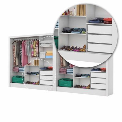 Closet Casal Duplo Dubai 6 Portas 6 Gavetas Branco