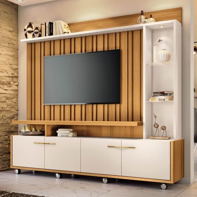 Estante Painel Para Tv 60 Pol. Natan H01 Off White-cinamomo - Mpozenato
