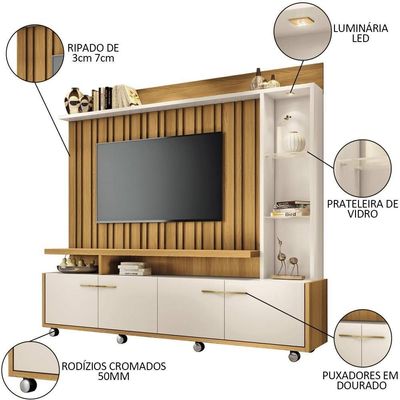Estante Painel Para Tv 60 Pol. Natan H01 Off White-cinamomo - Mpozenato