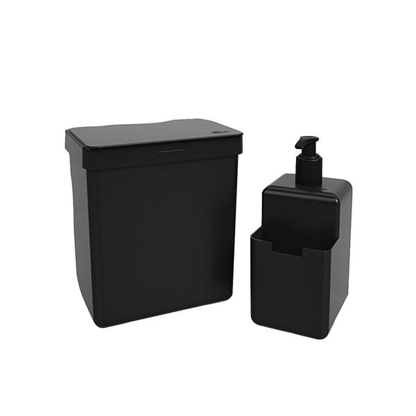 Kit Dispenser com Lixeira de Pia Coza Single 99290/4008 Preto