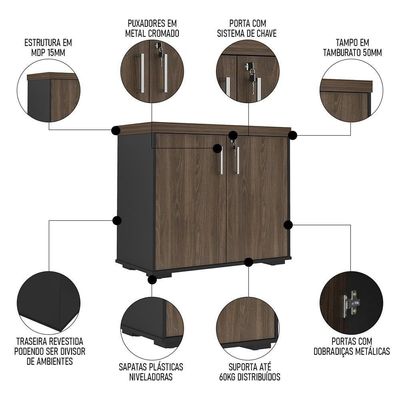 Conjunto Escritório Home Office 5 Peças Corp A06 Charuto/preto - Mpozenato