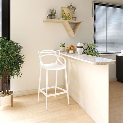 Kit 3 Banqueta Alta Allegra Com Encosto Design Cozinha/bancada - Branco