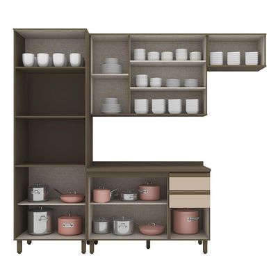 Cozinha Modulada Connect 4 Peças Com Torre Quente 2 Fornos Duna/cristal - Móveis Henn Duna/cristal