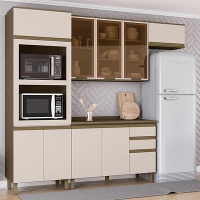 Cozinha Modulada Connect 4 Peças Com Torre Quente 2 Fornos Duna/cristal - Móveis Henn Duna/cristal