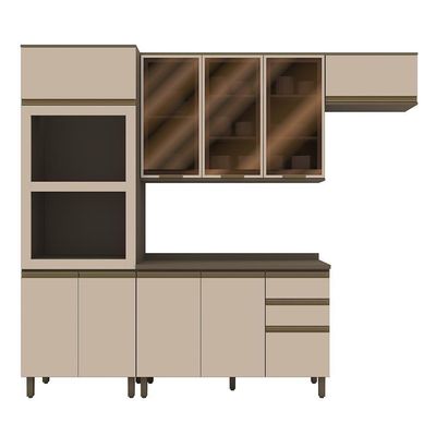 Cozinha Modulada Connect 4 Peças Com Torre Quente 2 Fornos Duna/cristal - Móveis Henn Duna/cristal