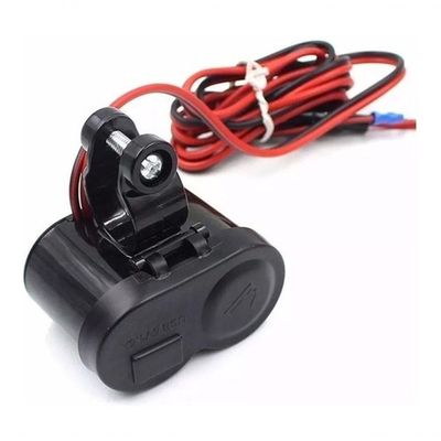 2 Tomada Usb P/ Moto Carregador Celular Gp Acendedor Cigarro