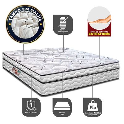 Colchão Queen Cama InBox Moderne Ortopédico com Camada Especial de Espuma D45 25x158x198cm - Branco/Grafite