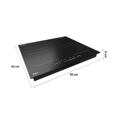 Fogão Cooktop de Indução 4 Bocas Philco PCTQ1 com 9 Níveis de Potência, Função Turbo, Timer, Display Digital e Painel Touch, Preto - 220V
