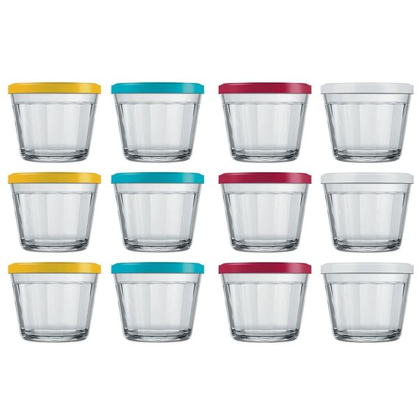 Conjunto de Tigelas com Tampa Copo Americano em Vidro 150 ml – 12 Peças