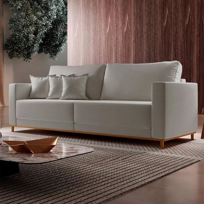 Sofá 3 Lugares Riviera Linho Cinza 190 cm