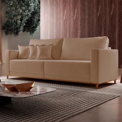 Sofá 3 Lugares Riviera Linho Bege 190 cm