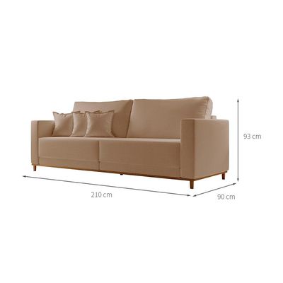 Sofá 3 Lugares Riviera Linho Bege 210 cm