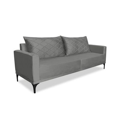 Sofá 2 Lugares Eros Veludo Cinza Chumbo 160 cm