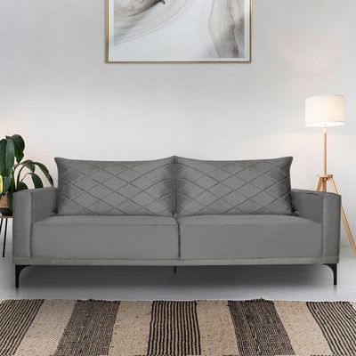 Sofá 2 Lugares Eros Veludo Cinza Chumbo 160 cm
