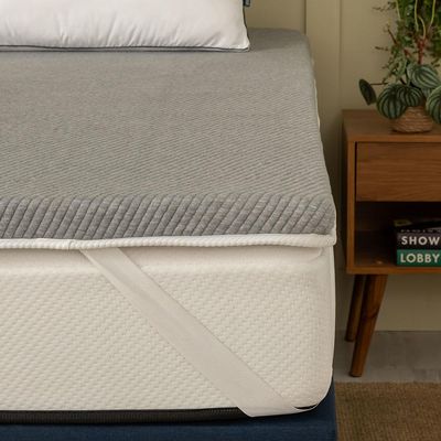 Pillow Top Viúva Guldi Dream com Espuma D50 Viscoelástica com Alça (5x128x188) Branco e Cinza