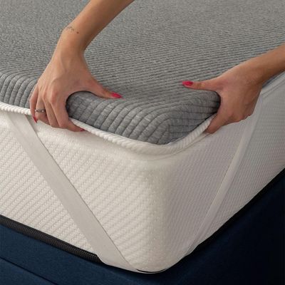 Pillow Top Viúva Guldi Dream com Espuma D50 Viscoelástica com Alça (5x128x188) Branco e Cinza