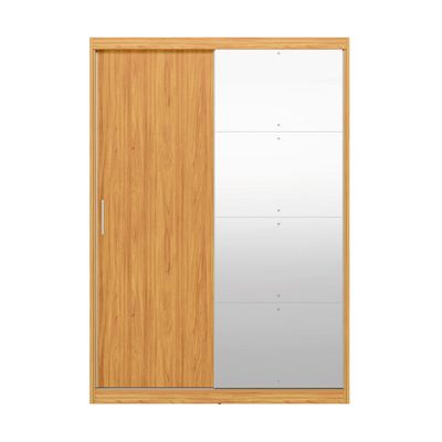 Guarda-Roupa Solteiro com Espelho Riva Flex 2 Portas 4 Gavetas Cinamomo e Off White