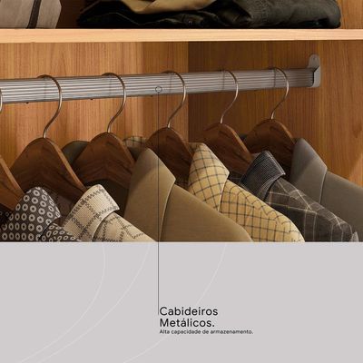 Guarda-Roupa Solteiro com Espelho Riva Flex 2 Portas 4 Gavetas Cinamomo e Off White
