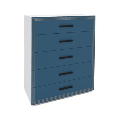 Cômoda Valência 5 Gavetas Azul e Branca