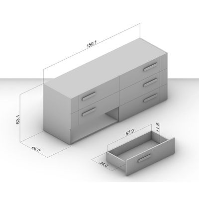 Cômoda Lisboa 6 Gavetas Azul e Branca