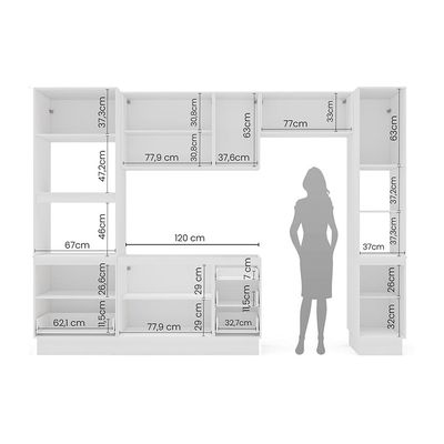 Cozinha Compacta sem Tampo com Rodapé e Paneleiro Meena 10 Portas 4 Gavetas Branca