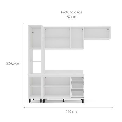 Cozinha Completa com Tampo Amara 8 Portas 3 Gavetas Azul e Branca