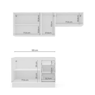 Cozinha Compacta sem Tampo com Rodapé Meena 6 Portas 3 Gavetas Creme e Branca