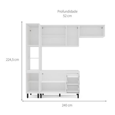 Cozinha Compacta Sem Tampo Amara 8 Portas 3 Gavetas Azul e Branca