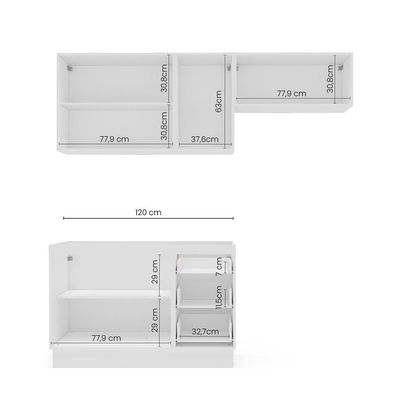 Cozinha Compacta Sem Tampo com Rodapé Amara 6 Portas 3 Gavetas Creme e Branca